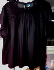 XL OLD NAVY BLACK PEASANT MADE IN INDIA TOP MISSING FABRIC LABEL RAYON?