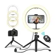 10" LED Selfie Ring Light with Tripod Stand & Phone Holder Remote Control