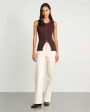 [Jag] Jag Women's Alora Longline Knit Vest In Dark Chocolate Brown Size 12 12 Brown