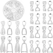 PH PandaHall 90pcs Brass Pinch Bails, 6 Sizes Pinch Clip Bail Clasp Dangle Charm Bead Pendant Connector for Necklace Jewelry DIY Craft Making, Silver, 11/12/13/15/20/25mm