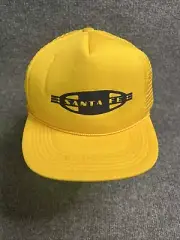 Vintage Santa Fe Railroad Cap Yellow Hat Mesh Back Rope Trucker SnapBack 90’s