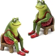 Seated Frog Figurine Lifelike Resin Sitting Frog Statue Ornament for Patio Garden Landscape Decoration