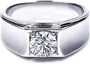 [TIANYU GEMS] 1.0 Carat Moissanite Engagement Ring S925 Sterling Silver 18K Gold Plated DF Color VVS Clarity Round Brilliant Cut Moissanite Wedding Rings Men's Anniversary Birthday Promise Ring with Gift Box