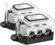 CHICAMPERA 2pcs Car Audio Splitter Block Way Ground Splitter for Amplifier Power Management Negative Fuse Holder Included Efficient Multiple Connection for Stable Output