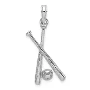 14k White Gold 2-D Baseball Charm