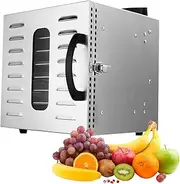 Xoxomeg Food Dehydrator Machine, 8 Layer Stainless Steel Trays Food Dryer Machine with Digital Timer, Temperature Control and Safety Overheat Protection for Meat Fruit Veggies Snacks (8 Trays)