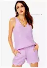 Lilly Pulitzer NWT Florin Linen Top & Brea Linen Shorts Purple Iris Size M