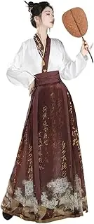 [HeeDz] Tang Suit Ming System Hanfu Female New Chinese Style Commuting Han Elements New Chinese Shirt Calligraphy Horse Skirt