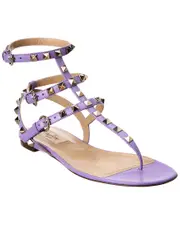 Valentino Rockstud Caged Leather Ankle Strap Sandal 35 Purple