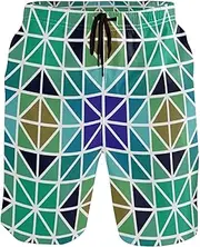 [GuoChe] Men's Novelty Beach Shorts Blue Green Quick Dry Bathing Suits Holiday Beach Short Bathing Suits Mesh Lining