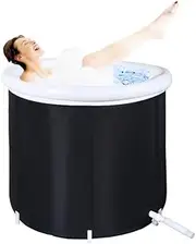 Ice Bath Tub for Adults, Large Cold Water Plunge Tub for Athletes, Outdoor Portable Ice Barrel Plunge Pool Inflatable Hot Tub Bathtub at Home(White,80x70cm(31x28inch))