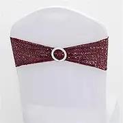 Chair Sashes,Reception Décor, 10Pcs Chair Sashes Elegant Sequins Polyester Elastic Bow-Shaped Chair Ribbons Wedding Red (Color : Wine Red)