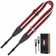 Adjustable Stripes Camera Strap - 2" Wide Top Layer Cowhide Head Camera Strap...