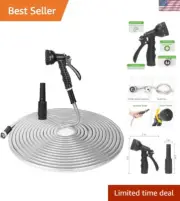 Stainless Steel Garden Hose 75FT Heavy Duty Flexible Tangle Free Outdoor