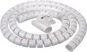 AcbbMNS Spiral Cable Wrap 10mm x 5M White Cable Management Wire Cord Protector with Cord Clip for PC TV Electrical Wire Organizer