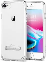 SPIGEN Ultra Hybrid S Case for iPhone SE 2022 / iPhone SE 2020 / iPhone 8 / iPhone 7 Case with Kickstand, Air Cushion Hard Clear Cover - Crystal Clear