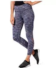 Ideology Women's Space-Dyed Cutout Ankle Leggings,Aqua Teal Space Dye, X-Small