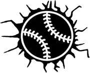 Baseball Cracked Window Sticker - 5" Decal {Black}- Baseball Player Sticker, Softball, Pitcher, Catcher, 1B, Home Run, Baseball Sticker SIX779B