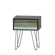 Foret Bedside Table Side Tables Drawers Nightstand Bedroom Storage Cabinet Wood Black Rustic