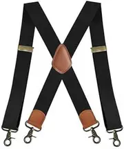 [Hailong Ming] 4x Mens Suspenders with 4 Snap Hooks Belt Loops 1.4 Inch Wide Heavy Duty Adjustable Braces