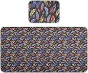 Black Vivid Color Feather Boho Cooling Baby Mattress Protector 28" x 52" Ultra Soft Padded Crib for Kids, Adult