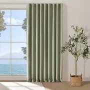 Cadence & Co. Bennett Faux Linen Blockout S-Fold Curtain - Moss