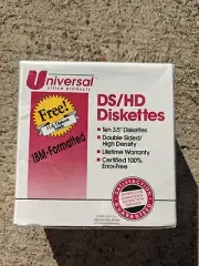Universal 3.5" FLOPPY DISK DS/HD DISKETTES New NOS 00350 IBM-Formatted 11 Pack