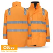 Aust Rail (D+N) Zip Off Sleeve Longline Jacket Silver Reflective Tape 6DARL
