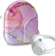 Geekria NOVA Headphones Case Compatible with Sony WH-1000XM5/1000XM4/1000XM3/XB920N, Replacement Hard Shell Travel Carrying Bag with Cable Storage (Pink Marble)