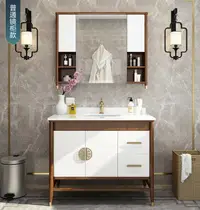 在飛比找樂天市場購物網優惠-新式浴室櫃組合實木落地洗手盆洗臉盆仿古浴櫃定製