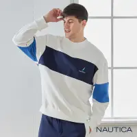 在飛比找Yahoo奇摩購物中心優惠-Nautica 男裝 時尚撞色拼接長袖T恤-白