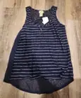eyelash couture Tank sz xs blouse new nwt blue stripe new nwt chiffon back