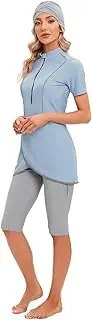 [FYMNSI] Muslim Swimsuits for Women Modest Full Cover Swimwear Short Burkini Top Pants Hijab Islamic Swimsuit 3Pcs Rashguard