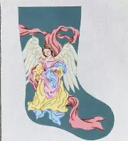 Silver Needle Hand painted needlepoint Canvas Neapolitan Angel Xmas Stocking