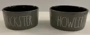 RAE DUNN Set of 2 Halloween TRICKSTER and HOWLER Dog Bowls