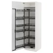 METOD high cabinet with pull-out larder, white/Voxtorp matt white, 60x60x200 cm