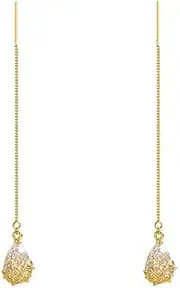 Women's Pendant Earrings Zircon Gold Long Pendant Earrings Crystal Earrings Jewelry