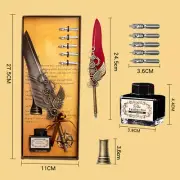 1Set Vintage Calligraphy Pen Antique Feather Dip Pen Ink Writting Pen Stationery