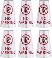 BATTIFE 6 Pack NO Parking Reflective Collars Stickers for Traffic Safety Cones, 360° High Visible Signs for Driveway Road Outdoor Use