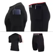 Take Five Mens Smart Pocket Skin Tight Compression Layer Shirt Pants Set 071 543
