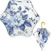[ODAWA] Kid Umbrella Blue and White Floral Kids Umbrella Easy Open and Close