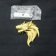 1x Golden Right Wolf Head Chrome Metal Grille Emblem Badge Coupe V8 Motors Turbo (for: Fiat)