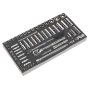 Tool Tray with Socket Set 62pc 1/4" & 1/2"Sq Drive Metric - Sealey S01122 New