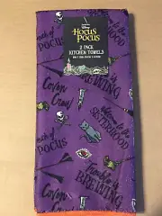 HOCUS POCUS 2 PACK KITCHEN TOWELS 15" X 25" PURPLE & ORANGE