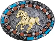 [Btilasif] Belt Buckles Men- Western Rodeo Longhorn Bull Belt Buckle with Turquoise Cowgirl Cowboy Belt Buckle for Women