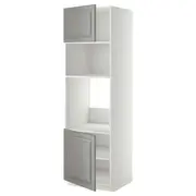 METOD hi cb f oven/micro w 2 drs/shelves, white/Bodbyn grey, 60x60x200 cm