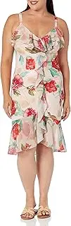 [Adrianna Papell] Women's Midi Ruffled Sleeveless Dress