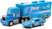 wltk Movie Cars 2 3 Hauler Mack Truck NO.43 & Strip Weathers Racer Speed 2PCS Vehicles ， McQueen Jackson Storm Cruz Ramirez Vehicles