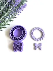 Christmas wreath with bow cutter for polymer clay, earring clay cutters