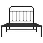 Metal Bed Frame With Headboard Black 107X203 Cm King Single Size Steel King Sing
